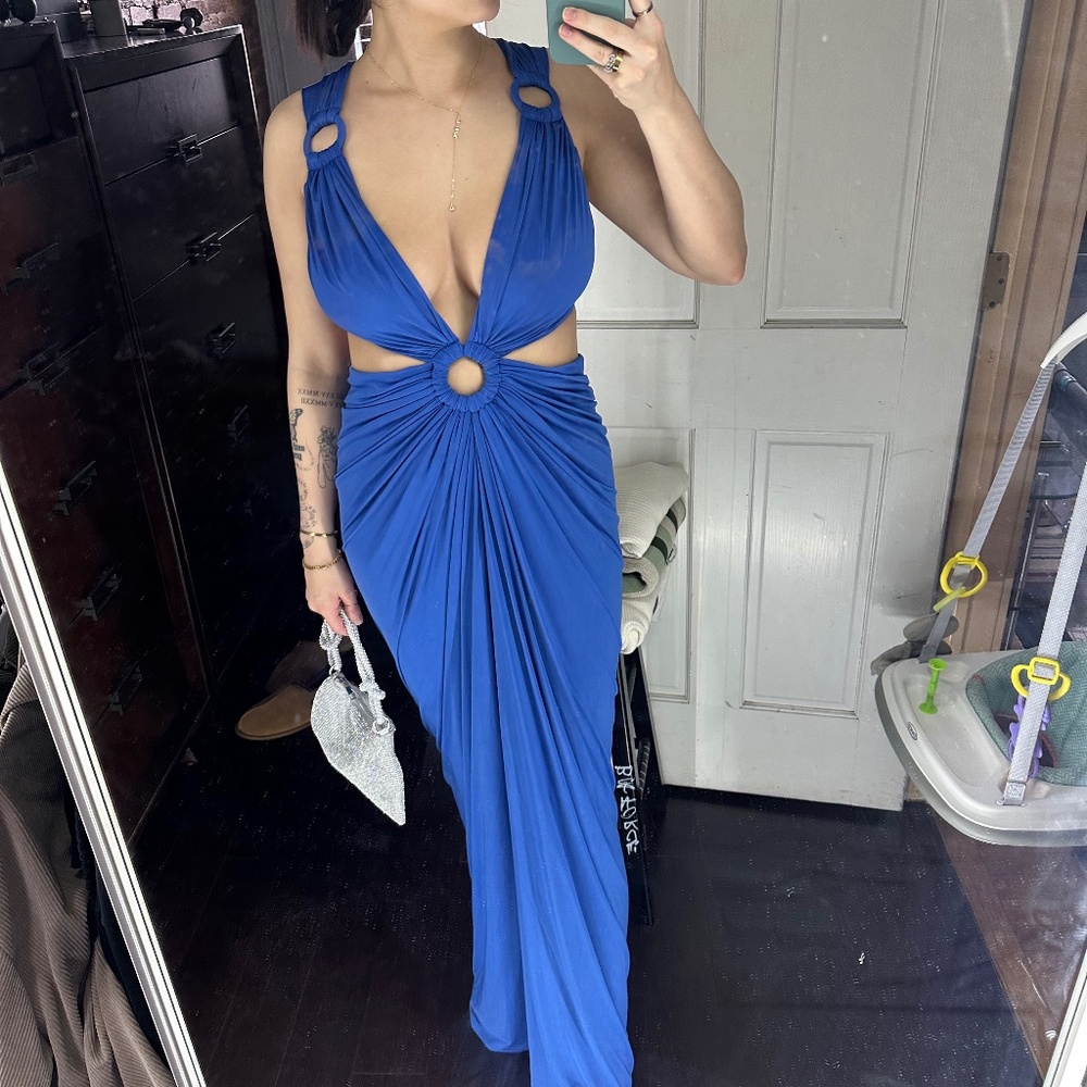 Michael Costello X revolve sapphire gown-worn once